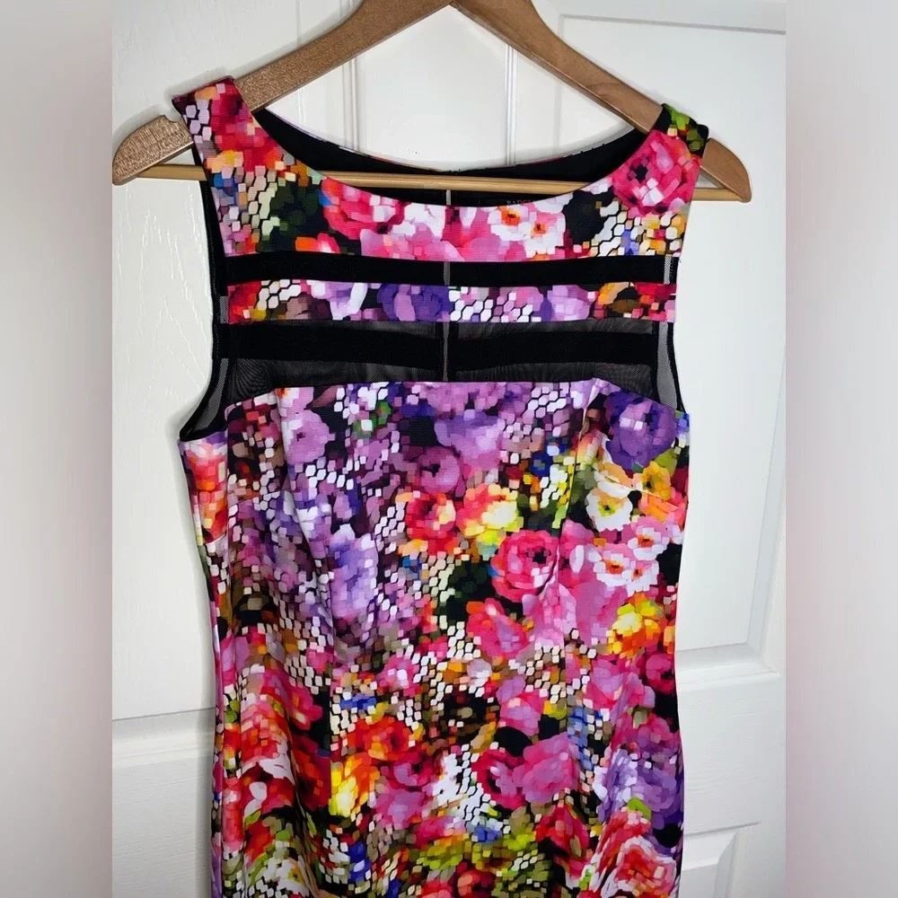 Badgley Mischka Digital Floral Pencil Dress | Size 12 | NWT | Colorful, Rainbow - Picture 4 of 11